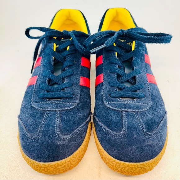 Gola Navy Suede Red Leather Wingflash Harrier Lace Up Retro Sneakers, size 38 7 - Picture 2 of 12